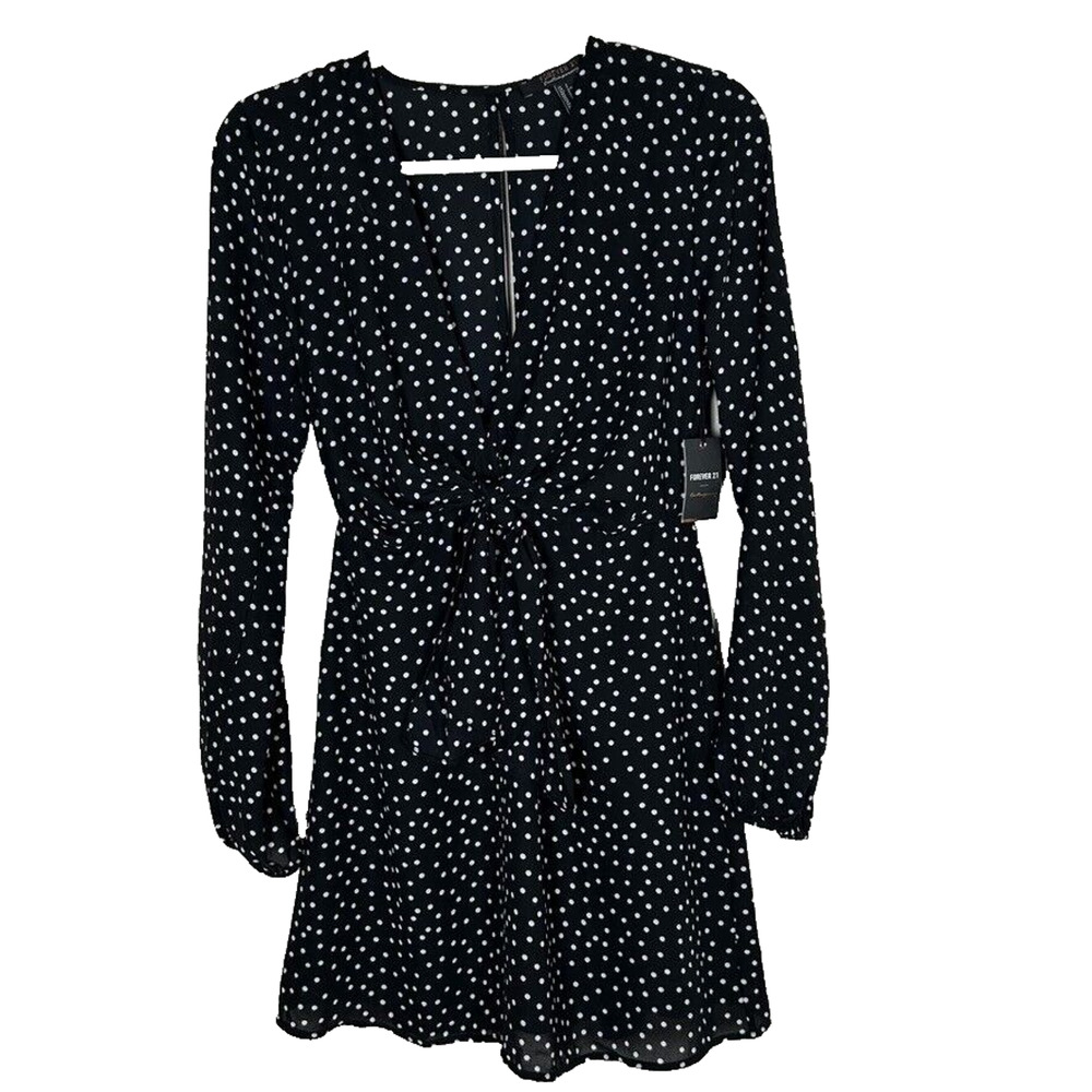 Forever 21 Contemporary Womens Sz S polka dot babydoll mini dress coquette dress
